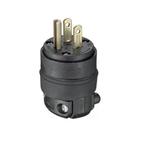 CLAVIJA DE HULE 3X15 125V NEGRA LEVITON